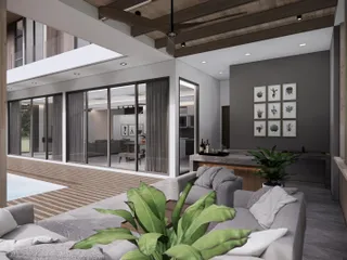 Новые виллы с бассейнами в жилом комплексе с природным водопадом, Ламай, Самуи, Таиланд