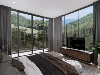 Новые виллы с бассейнами в жилом комплексе с природным водопадом, Ламай, Самуи, Таиланд