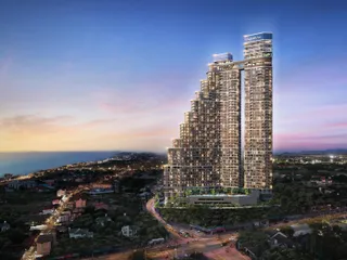 Новая высотная резиденция с бассейном, аквапарком и панорамным видом на океан, Джомтьен, Паттайя, Таиланд