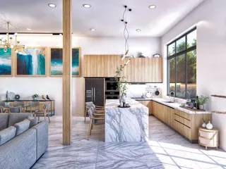 Комплекс вилл с бассейнами и видом на море рядом с пляжем, Самуи, Таиланд