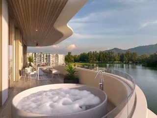 Новый жилой комплекс на берегу лагуны возле пляжа Банг Тао, Пхукет, Таиланд