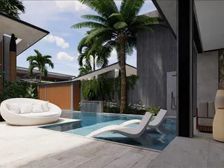 Новый комплекс вилл с бассейнами и спортивными зонами рядом с набережной Раваи и пляжем Най Харн, Пхукет, Таиланд