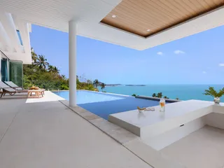 Просторная меблированная вилла с бассейном и панорамным видом на море недалеко от пляжа, Самуи, Таиланд