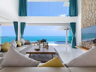 Новая двухэтажная вилла с бассейном и панорамным видом на море недалеко от пляжа, Самуи, Таиланд