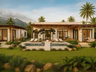 Комплекс меблированных вилл с бассейнами, садами и живописными видами рядом с пляжем Банг По, Самуи, Таиланд