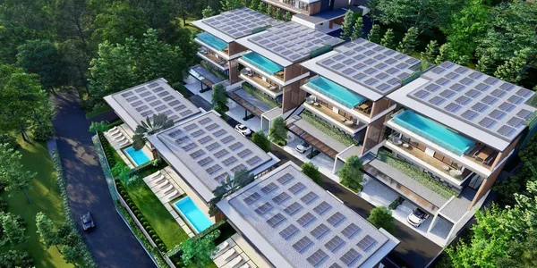 Комплекс вилл с бассейнами и панорамными видами рядом с пляжами, Чалонг, Пхукет, Таиланд