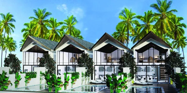 Новые двухуровневые виллы с бассейнами прямо на пляже, Натон, Самуи, Таиланд