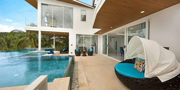 Современная двухуровневая вилла с видом на море и бассейном, Чавенг Ной, Самуи, Таиланд