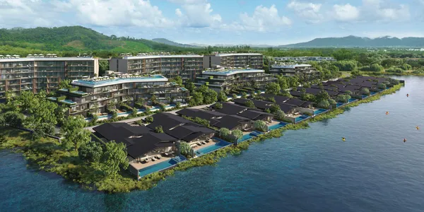 Новый жилой комплекс вилл с бассейнами прямо у воды в Лагуне Пхукет, Таиланд