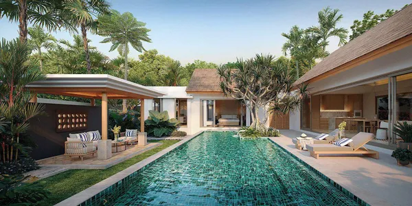 Новый охраняемый комплекс вилл с бассейнами и садами рядом с международной школой, Банг Тао, Пхукет, Таиланд