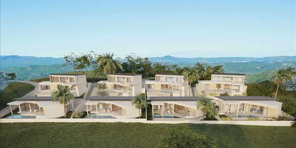 Новый комплекс вилл с бассейнами и видом на море недалеко от пляжа Банграк, Самуи, Таиланд