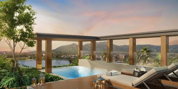 Новый охраняемый комплекс вилл с бассейнами и джакузи на крыше в 400 метрах от пляжа Банг Тао, Пхукет, Таиланд