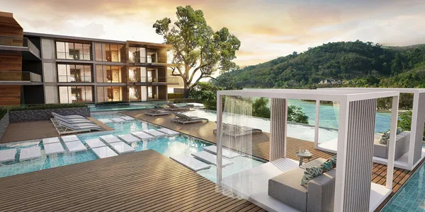 Новый жилой комплекс с бассейном, водопадом и видом на море, Пхукет, Таиланд