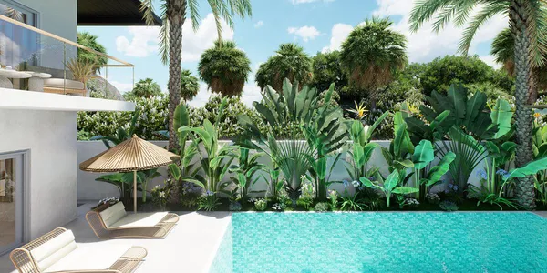 Комплекс меблированных вилл с бассейнами и садами рядом с пляжем Маенам, Самуи, Таиланд