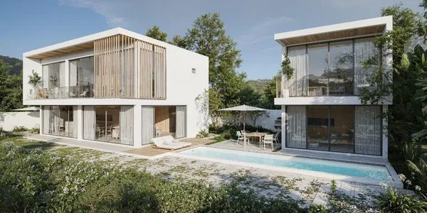 Просторные новые виллы с бассейнами и панорамным видом на океан, Самуи, Таиланд