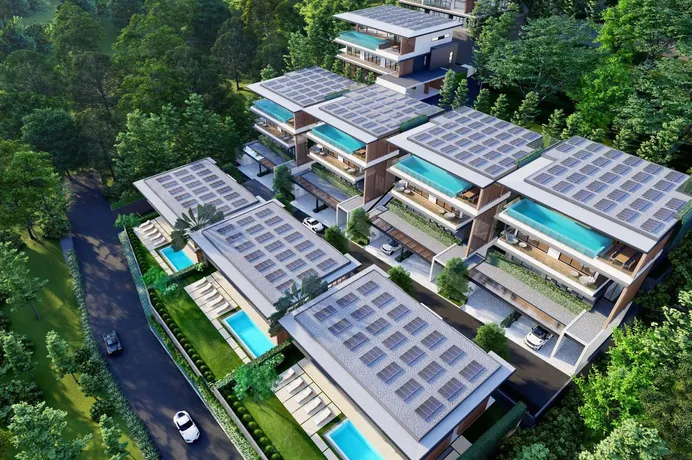 Комплекс вилл с бассейнами и панорамными видами рядом с пляжами, Чалонг, Пхукет, Таиланд