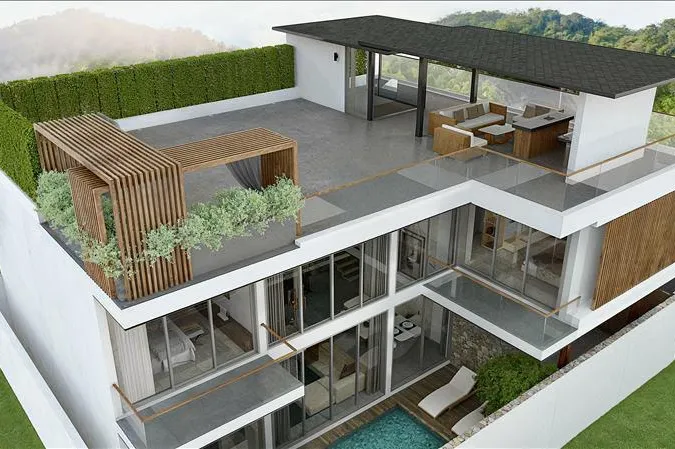 Комплекс вилл с бассейнами и террасами на крыше недалеко от международной школы и пляжей, Пхукет, Таиланд